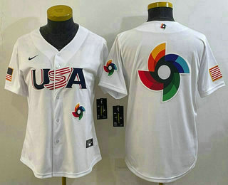 Women%27s USA Baseball Big Logo 2023 White World Baseball Classic Stitched Jerseys->2023 world baseball classic->MLB Jersey